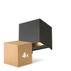 Lot 4x D'Lite LED Applique Murale Elingen Aluminium Noir 4.9W 480lm - 830 Blanc Chaud | IP65