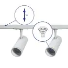 Bright Choice Ensemble complet Rail Monophasé Rail 1 Mètre Blanc | incl. 2x Spot + GU10 2700K 3W Dimmable + Embout, Connecteur d’Alimentation