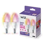 Pack duo 2x WiZ Smart LED E14 Bougie Dépolie 5W 470lm | Meilleur Rendu De Couleur - Dimmable - Remplacement 40W
